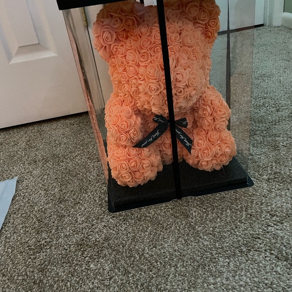 Peachy pink felt rose bear - Picture 1 of 4